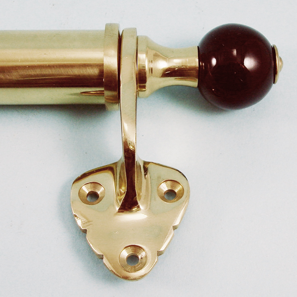 THD147CB/PB • 290mm [210mm c/c] • Polished Brass • Bar Handle Sash Lift With Black Ceramic Ends